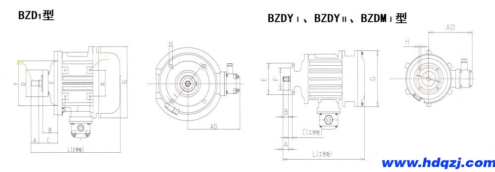 BZDⅠ、BZDYⅠ、BZDYⅡ、BZDMⅠ隔爆型錐形轉(zhuǎn)子三相異步電動(dòng)機(jī)外形尺寸圖.jpg